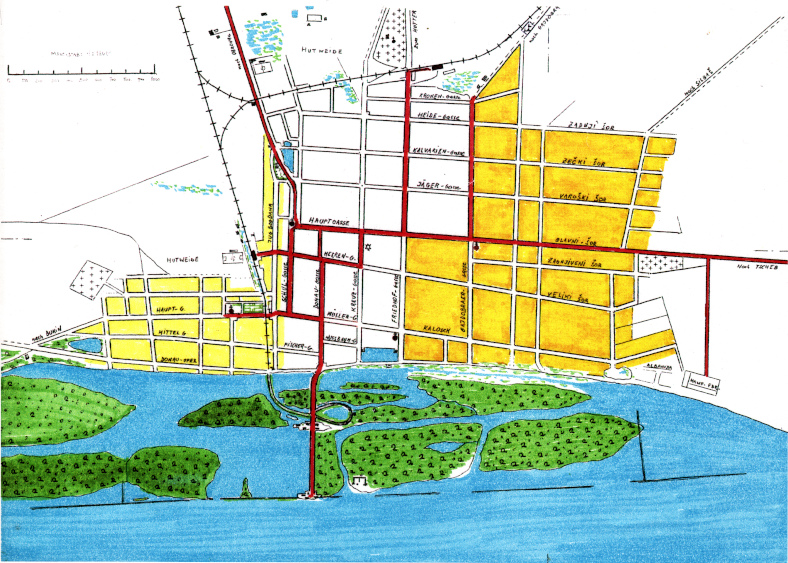 Handgezeichnete Karte von Palanka mit Straßennamen